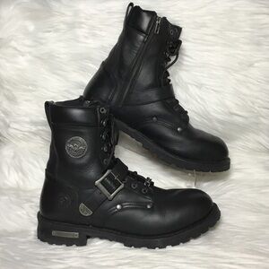 Milwaukee Leather Men’s Leather Lace-Up Engineer Motorcycle Boots MBM101, 13